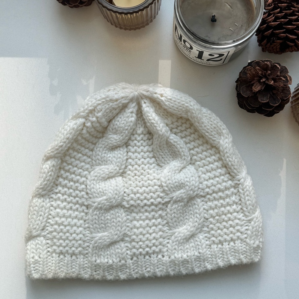White Cable-Knit Hat